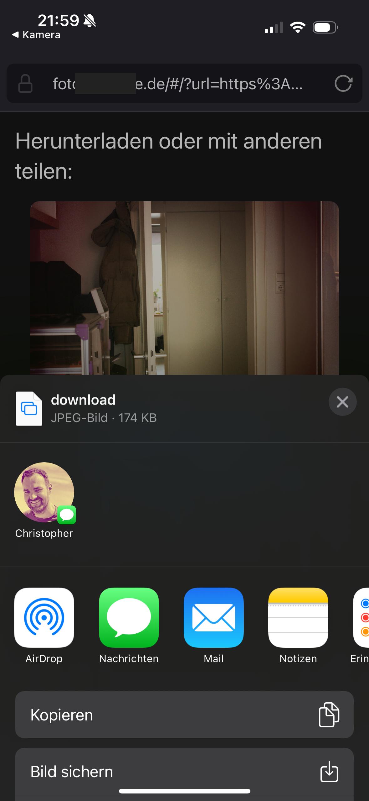 Share options screenshot