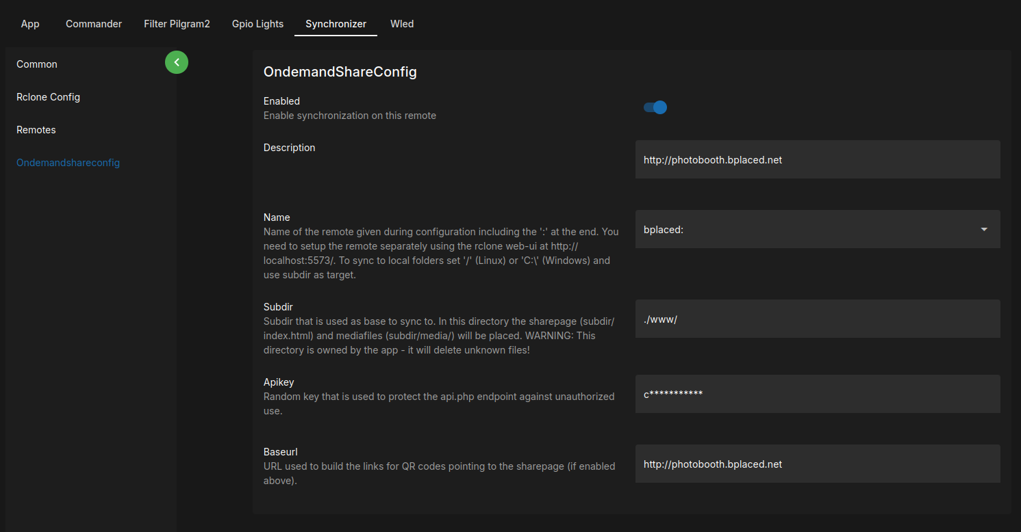 app config for the ondemand share service