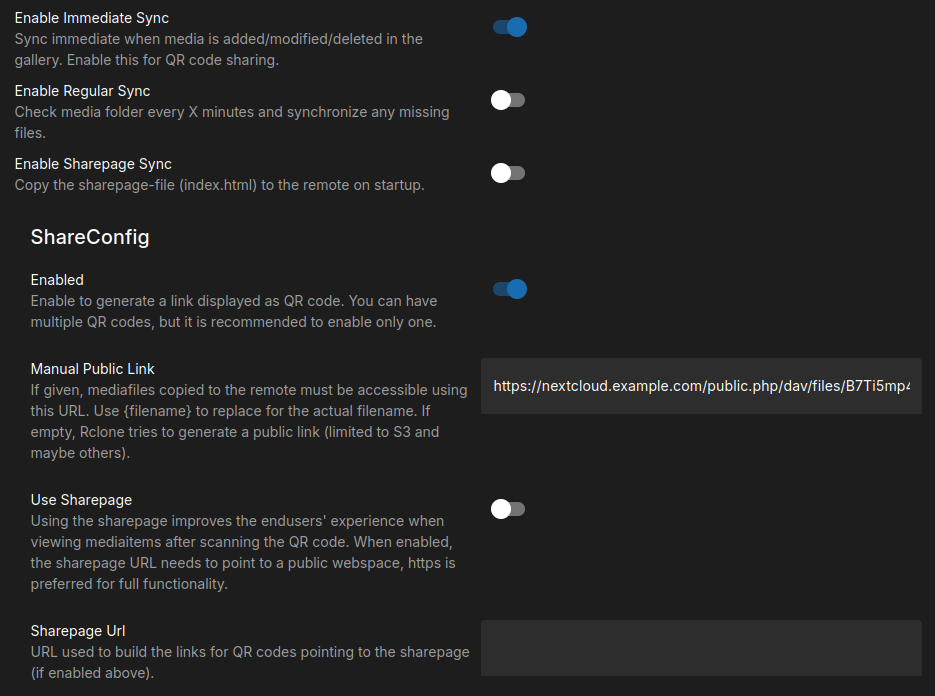 setup the shareconfig for a nextcloud remote